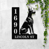 Personalized Doberman Dog House Number, Pet Home Number Metal Wall Sign, Animal Outdoor House Address Sign, Dog Home Address Sign