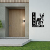 Personalized Boston Terrier Dog House Number, Pet Home Number Metal Wall Sign, Animal Outdoor House Address Sign, Dog Home Address Sign