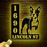 Personalized Boston Terrier Dog House Number, Pet Home Number Metal Wall Sign, Animal Outdoor House Address Sign, Dog Home Address Sign