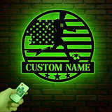 Personalized US Soccer Ball Metal Sign with LED Light - Custom Name Sport Wall Art - Home Decor & Birthday Gift for Soccer Players
