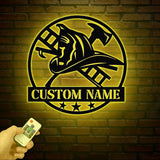 Personalized Firefighter Gift, Firefighter Metal LED Sign, Personalized Gift, Fireman Gift, First Responder Gift, FireFighter Sign