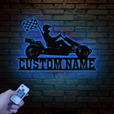 Personalized Go Kart Racing Metal Sign with LED Light, Custom Go Kart Racing Sign, Go Kart Racer Name Sign, Go Kart Gifts, Kart Racer Gift
