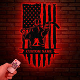 Personalized US Flag Ice Hockey Metal Wall Art LED Light, Custom Hockey Player Stick Sign, Sports Wall Art, Gift for Hockey Lovers