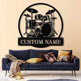 Custom Drummer Metal Sign, Drummer Wall Art LED Lights, Personalized Drum Player Name Sign, Drum Music Room Decor, Kids Nursery Decoration