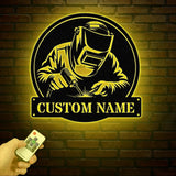 Personalized Welder Metal Sign with Led Light, Custom Mechanic Name Wall Art, Ironworker Sign, Welder Metal Wall Art, Welder Gift