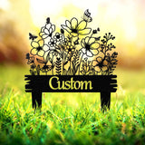 Metal Garden Sign, Personalized Garden Name Stake, Flower Bed Decor, Yard Sign with Stakes, Outdoor Garden Decor, Gift for Grandparents