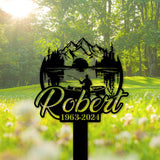 Custom Fishing Memorial Metal Stake, Fisherman Grave Marker, Fatherâ€™s Day Outdoor Memorial Sign, Fishing Dad Sympathy Gift