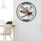 Custom Dragonfly Garden Metal Sign, Dragonfly Yard Stake, Personalized Garden Decor, Custom Garden Name Sign, Dragonfly Yard Art