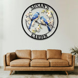 Custom Blue Jay Bird Garden Sign, Personalized Metal Garden Decor, Metal Bird Sign, Blue Jay Bird Wall Art, Gift For Gardener, Outdoor Decor