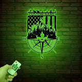 Custom Metal Deer Compass Cabin Sign with LED Light, Personalized Last Name Sign, Deer Hunter Gift, Lodge & Cabin Outdoor Decor