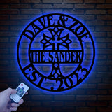 Christ Cross Metal Sign, Personalized Faith Cross Sign with Led Light, Family Name Sign, Christian Sign, Front Door Decor, Cross Wall Art