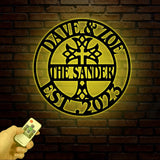 Christ Cross Metal Sign, Personalized Faith Cross Sign with Led Light, Family Name Sign, Christian Sign, Front Door Decor, Cross Wall Art