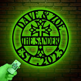 Christ Cross Metal Sign, Personalized Faith Cross Sign with Led Light, Family Name Sign, Christian Sign, Front Door Decor, Cross Wall Art