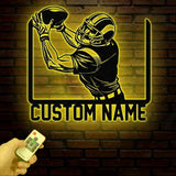Personalized Football Player Metal Sign, LED Lights Option, Custom Name Football Wall Art, Football Room Decor, Team Gift, Sport Lover Gift