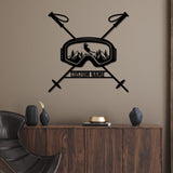 Custom Snowboarding Metal Wall Art, Personalized Ski Goggles Sign, Mountain Skiing Decor, Snowboarder Gift, LED Light Home Wall Art