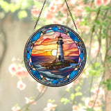 Colorful Lighthouse Suncatcher Ornament, Lighthouse Ornament, Housewarming Gift, Beach Decor, Mother's Day Gift