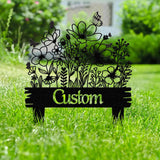 Metal Garden Sign, Personalized Garden Name Stake, Flower Bed Decor, Yard Sign with Stakes, Outdoor Garden Decor, Gift for Grandparents