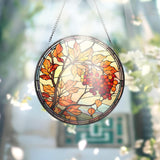 Autume Flower Stained Glass Suncatcher, Window Hangings, Wall Decor, Flowers Suncatcher Gift, Window Hanger, Birthday Gift For Mom