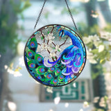 Peacock Stained Glass SunCatcher, Peacock Window Hanging, Mother's Day Gift, Gift Bird Lover Decor, Peacock Ornament, Garden Decor