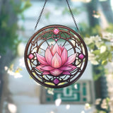 Personalized Pink Lotus Flower Suncatcher Glass, Lotus Glass, Lotus Lovers Gift, Window Hanging, Lotus Wall Art,Gifts for Women