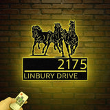 Custom Horse Address Sign,Personalized Metal Ranch Address Sign with Horse Silhouette, Barn Sign, Farmhouse Decor, Outdoor House Number Sign