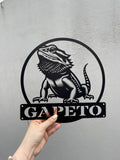 Personalized Bearded Dragon Metal Sign with LED Lights, Custom Name Bearded Dragons Sign, Unique Bearded Dragon Gift, Gecko Lizard Decor