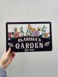 Custom Name Floral Garden Sign, Custom Metal Hanging Garden Plaque, Personalized Metal Gardening Present, Gardener Name Sign, Yard Decor