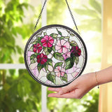 Pink Morning Glory Glass Suncatcher, Stained Glass Window Hanging, Gift for Mom or Grandma, Garden Floral Decor, Birthday Flower Ornament