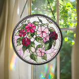 Pink Morning Glory Glass Suncatcher, Stained Glass Window Hanging, Gift for Mom or Grandma, Garden Floral Decor, Birthday Flower Ornament