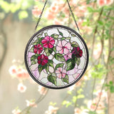 Pink Morning Glory Glass Suncatcher, Stained Glass Window Hanging, Gift for Mom or Grandma, Garden Floral Decor, Birthday Flower Ornament