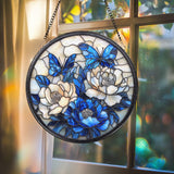 Sewing Machine and Cat Stained Glass Suncatcher, Quilter and Tailor Gift, Window Hanging for Sewing Room, Handmade Decor for Sewers