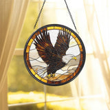 Bald Eagle Glass Suncatcher, Majestic Bird Window Hanging, Patriotic Wildlife Decor, Gift for Bird Lovers, Rustic Home or Cabin Accent