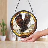 Bald Eagle Glass Suncatcher, Majestic Bird Window Hanging, Patriotic Wildlife Decor, Gift for Bird Lovers, Rustic Home or Cabin Accent