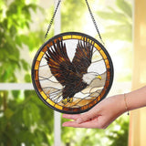 Bald Eagle Glass Suncatcher, Majestic Bird Window Hanging, Patriotic Wildlife Decor, Gift for Bird Lovers, Rustic Home or Cabin Accent