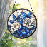 Sewing Machine and Cat Stained Glass Suncatcher, Quilter and Tailor Gift, Window Hanging for Sewing Room, Handmade Decor for Sewers