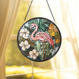 Stained Glass Flamingo Suncatcher, Bird Window Hanging Decor, Handmade Glass Art, Flamingo Lover Gift, Housewarming or Birthday Gift