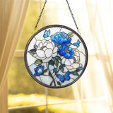 Royal Blue Peony Glass Suncatcher, Floral Window Hanging, Handmade Birth Month Flower Decor, Gift for Gardeners and Flower Lovers