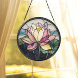 Lotus Flower Glass Window Ornament, Handmade Zen Garden Decor, Yoga Lover Gift, Mindfulness Room Accent, Perfect Mother's Day Gift