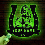 Personalized Horse Metal Sign, Custom Horseshoe Name Sign for Farm or Barn, Rustic Metal Horse Decor, Gift for Horse Lovers, Equine Wall Art