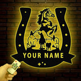 Personalized Horse Metal Sign, Custom Horseshoe Name Sign for Farm or Barn, Rustic Metal Horse Decor, Gift for Horse Lovers, Equine Wall Art