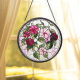 Pink Morning Glory Glass Suncatcher, Stained Glass Window Hanging, Gift for Mom or Grandma, Garden Floral Decor, Birthday Flower Ornament