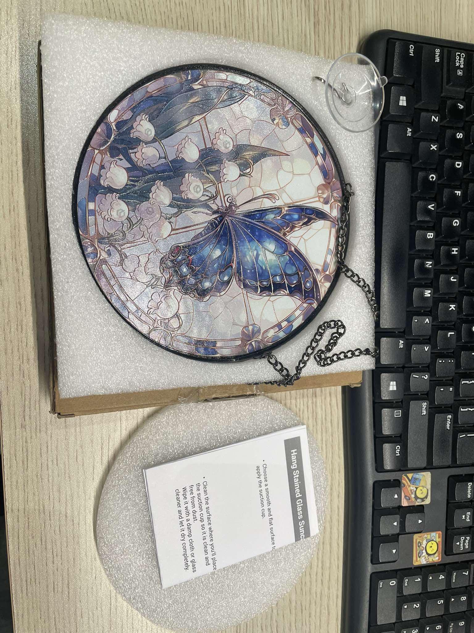 Hummingbird and Pink Peony Stained Glass Suncatcher, Floral Round Window Hanging Panel, Garden Bird Decor, Nature Lover Gift, Spring Art