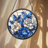 Sewing Machine and Cat Stained Glass Suncatcher, Quilter and Tailor Gift, Window Hanging for Sewing Room, Handmade Decor for Sewers