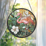 Stained Glass Flamingo Suncatcher, Handmade Bird Window Hanging, Tropical Glass Decor for Flamingo Lovers, Housewarming or Birthday Gift