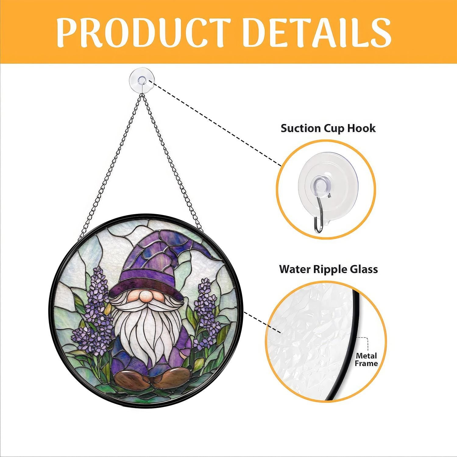 Lavender Glass Suncatcher, Floral Window Hanging Decor, Garden Ornament, Handmade Nature Gift, Mom Gift, Birthday or Mother's Day Present