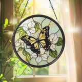 Monarch Butterfly Glass Suncatcher, Wildflower Window Hanging, Handmade Garden Decor, Gift for Her, Mother’s Day Gift, Birthday Present