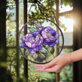 Peony Flower Glass Suncatcher, Purple Peony Ornament, Window Hanging Decor, Mother’s Day Keepsake, Garden Wall Art, Gift for Her