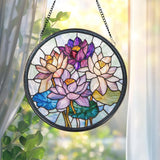Handcrafted Lotus Glass Window Ornament, Tranquil Garden Decor, Yoga Lover Gift, Mother’s Day Present, Mindful Living Home Accent