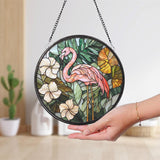 Stained Glass Flamingo Suncatcher, Bird Window Hanging Decor, Handmade Glass Art, Flamingo Lover Gift, Housewarming or Birthday Gift