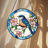 Bluebird Stained Glass Suncatcher, Bird Window Hanging Decor, Nature-Inspired Gift, Bluebird House Accent, Garden or Home Wall Art
